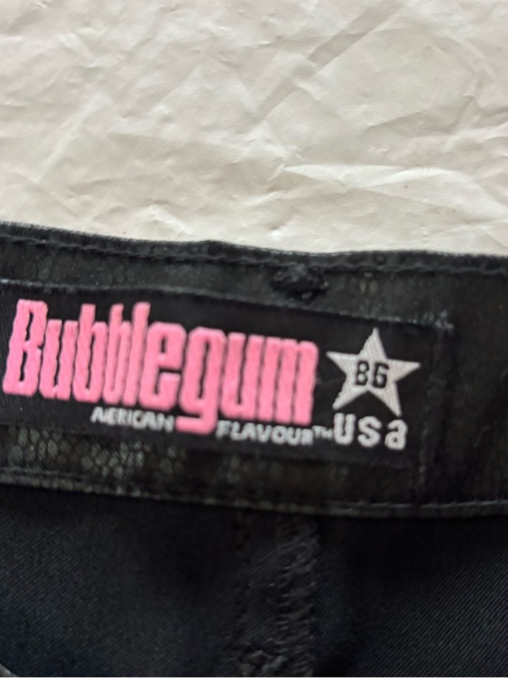 VTG Bubblegum Black Vegan Leather Flare Jeans SZ S 29 inches - Picture 12 of 14